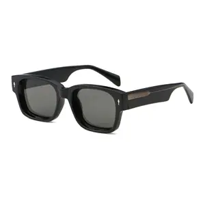 Óculos de sol polarizados UV400 preto para homens e mulheres, retrô de fábrica, com moldura pequena e quadrada, pino de contato CP