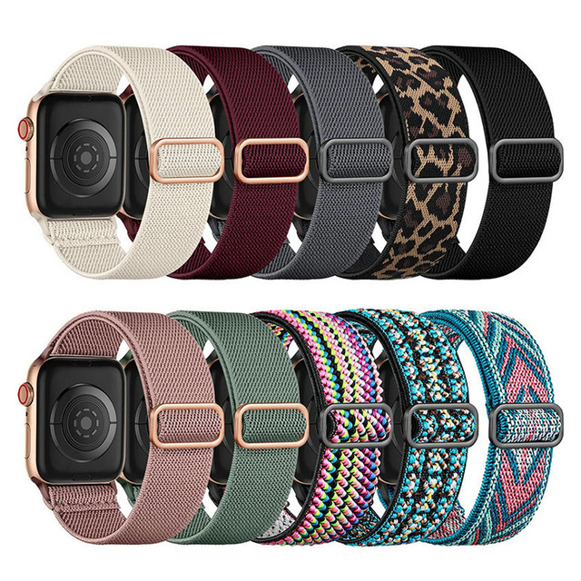 Watch Band Suitable for I Watch Strap 10 9 8 7 6 5 Watch Braided Nylon Elastic Strap 42/44/45/46/49/40/38mm Buckle Loop Bands