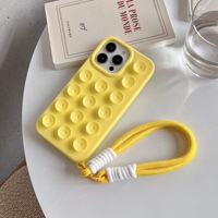 Coque de téléphone en silicone 3D couleur macaron mains libres avec ventouse et dragonne pour iPhone 18 17 16 15 14 13 Pro Max