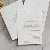 Suite d'invitations de mariage en papier épais à motif floral gaufré personnalisé, carte d'invitation à fleurs avec enveloppe pour mariage et baptême