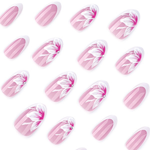 24 <span class=keywords><strong>faux</strong></span> <span class=keywords><strong>ongles</strong></span> en ABS blanc français à fleurs douces et fraîches d'été, à presser, avec adhésif pour les doigts, vente en gros - Product Image 4