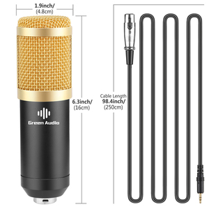 GAM-800 studio professionnel radiodiffusion enregistrement de microphone à condensateur de type boule anti-vent en mousse bouchon câble d'alimentation noir - Product Image 4