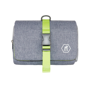Pochette de rangement de voyage verte, sac organisateur de cosmétiques en maille suspendu avec poches zippées, pliable, capacité moyenne - Product Image 2
