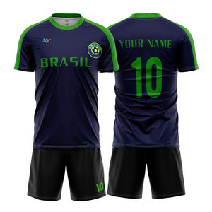 Ensemble de maillots de football personnalisés du Brésil avec nom et numéro, impression par transfert thermique, short 100% polyester, tenue de football respirante, uniforme d'équipe - Product Image 3