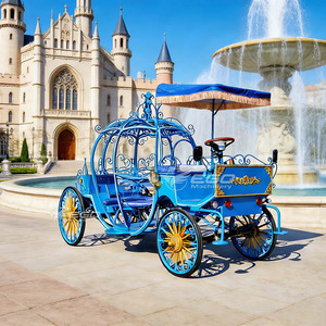 Calèche de Noël de luxe bleue, confortable, de style européen, pour mariages et visites touristiques, calèche citrouille électrique pour excursions - Product Image 1