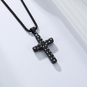 Cross-border yunnique street style devil eye cross necklace men's niche design literary retro <b>titanium</b> steel pendan - Product Image 4