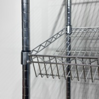 Support de rangement robuste en treillis métallique chromé à 5 niveaux, détachable, avec paniers pour le stockage alimentaire en cuisine, support non pliable