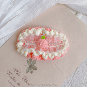 Mignon <span class=keywords><strong>rose</strong></span> cerise Crochet épingle à cheveux créative pour Halloween noël remise des diplômes saint valentin fête des mères nouvel an fête des pères - Product Image 5