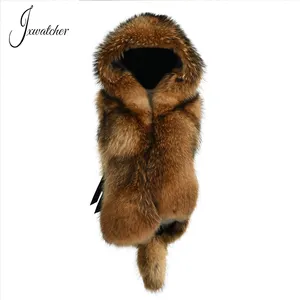 Winter New Trending High Quality Hooded Fluffy Raccooon Fur Gilet With Fur Tail Women Winter Real Raccoon Fur Vest