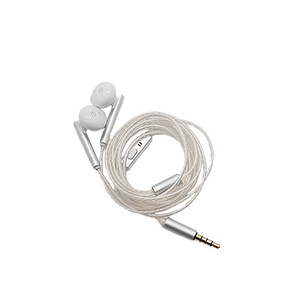 Flat-Head Earbuds With <b>Microphone</b> Silver Plated <b>Cable</b> Semi In Ear 3.5mm HiFi Sound Quality High Definition Calls Comfortable Fit - Product Image 1