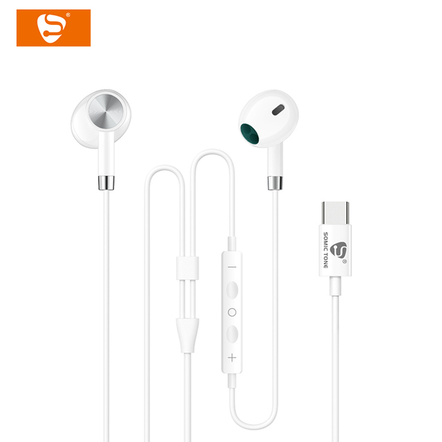 SOMIC TONE D27 High Quality Type-C Sport In-ear Wired Earphones 1.2M IPX-4 Waterproof AAC Stereo Sound White