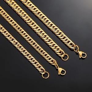 Cadenas Cubanas de Acero Inoxidable Color Oro de 4.8mm/5.8mm/6.6mm/7.5mm/9.2mm, Collar Clásico Grueso para Hombre y Niño, de 14 a 30 Pulgadas - Product Image 3
