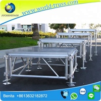 Scène carrée d'assemblage à faible coût de podium de barrière de foule de concert portable avec treillis d'éclairage en alliage d'aluminium pour les événements