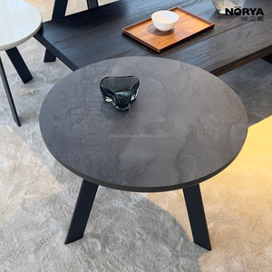NORYA Modern Round Side <strong>Table</strong> Durable HPL Top with Elegant <strong>Black</strong> Metal Base <strong>Small</strong> Coffee <strong>Table</strong> for Living Room \u0026 Bedroom - Product Image 2