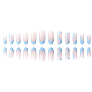 Venta al por mayor Temooi 24 piezas ABS diseño de almendra ABS <span class=keywords><strong>uñas</strong></span> de dedo de almendra Simple francés <span class=keywords><strong>uñas</strong></span> pegamento de <span class=keywords><strong>uñas</strong></span> efecto 3D uso decorativo - Product Image 5