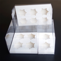 Lot de 4 boîtes de Cupcake en plastique transparent, emballage pour boulanger, blanc, 40 pièces