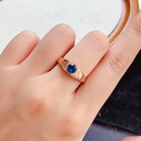 Natural Blue Topaz Couple Ring Set S925 Sterling Silver Rose Gold Plating Halo Gemstone Matching Rings for Lovers Bulk Supply