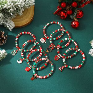 European and American Jewelry Gift Christmas Soft Clay Beaded <b>Bracelets</b> White <b>Red</b> Green Beaded Santa Claus Gift Charm <b>Bracelets</b> - Product Image 4