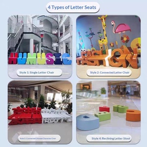 Outdoor Fiberglass Commercial Leisure Chair Public Rest <b>Bench</b> Pebble-Shaped Children's Alphabet Stool Custom-Made Zhejiang - Product Image 4