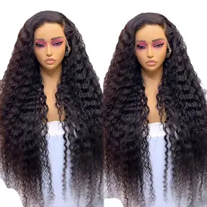 Glueless full hd lace wigs natural lace frontal wigs raw peruvian curly water wave lace front wigs human hair