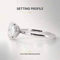 Cincin Tunangan Oval Klasik 1CT 2CT 3CT Bersertifikat GRA Warna D VVS Perak Sterling S925 Cincin Moissanite