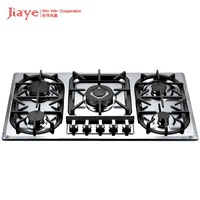 Appareil de cuisine domestique encastré dans 5 brûleurs cuisinière à gaz en acier inoxydable noir