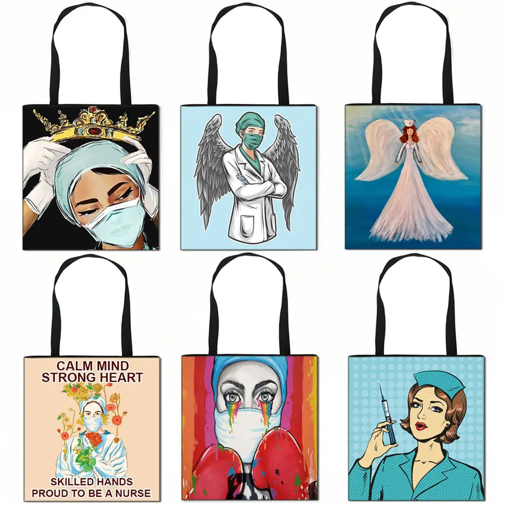 Nurse Angel with Wings Print Totes Bag Ladies Portable Bags for Travel Fashion Women beach bag