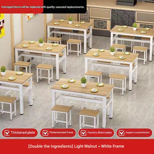 Juego de Mesa y Sillas de Comedor de Madera Moderna para Restaurante o Cafetería, Acabado Natural, Estructura de Metal Negro, Capacidad para 4 Personas - Product Image 4