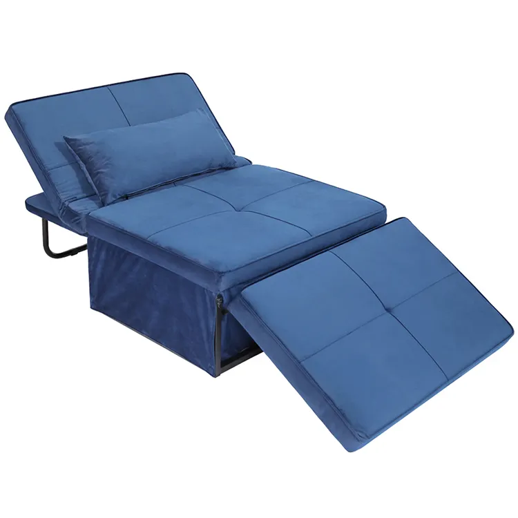 ยุโรปสไตล์ใหม่การออกแบบที่ทันสมัย 4 In 1 เตียงพับเดี่ยวคุณภาพสูงโลหะปรับเก้าอี้พักผ่อนเตียงโซฟา