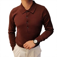 Pull tricoté épais à manches longues pour homme, coupe ajustée, col rabattu, style britannique jeune et tendance, collection automne/hiver