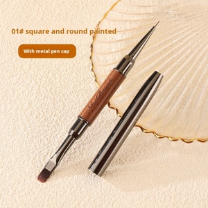 Factory Wholesale High-quality Nail Art <b>Brush</b> Set with Metal Wooden Handle Double-headed Nail <b>Brush</b> One for Two Use Free Sample - Product Image 6