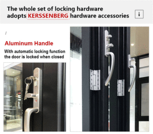 DERCHI NFRC Hochleistungs-Gewerbe terrasse Hurricane Energie effiziente Faltglas tür Thermische Trennung Aluminiumglas-Falttüren - Product Image 3