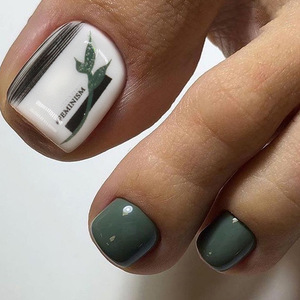 Vente en gros d'usine, logo personnalisé, ongles artificiels en ABS de haute qualité, 24 pièces, réutilisables, design viral TikTok, ongles artificiels pour <span class=keywords><strong>les</strong></span> pieds - Product Image 5