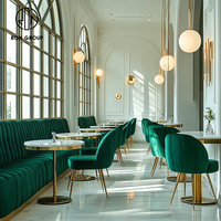 Ron Group – Banquette élégante sur mesure demi-cercle incurvée avec table ronde en marbre et chaise en velours – Mobilier d'hôtel et de restaurant