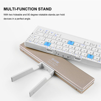 Yeni Mini Katlanabilir Kablosuz USB Şarj Edilebilir Klavye, Standlı, Telefonlar, Tabletler ve Dizüstü Bilgisayarlar için 3 Cihaz Desteği Sunar