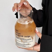 Mug à café froid en verre borosilicate écologique de style coréen, minimaliste avec lettres, pour la maison