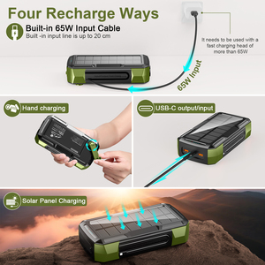 Banco de Energía Solar de 73200 mAh y 100 W con Manivela, Cables Integrados, 65 W Tipo C, QC 3.0, <span class=keywords><strong>Batería</strong></span> <span class=keywords><strong>Portátil</strong></span> de 40000 mAh para Laptop - Product Image 3