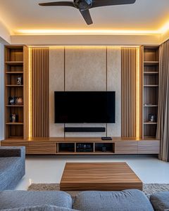 Meuble <span class=keywords><strong>TV</strong></span> mural en bois de style vintage personnalisable pour salon, expérience de visionnage <span class=keywords><strong>TV</strong></span> optimale - Product Image 2