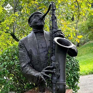 Tuin decoratieve buitenkunst op maat gemaakte levensgrote park grote kunst metalen moderne muziekfiguren bronzen tuinbeeld - Product Image 2