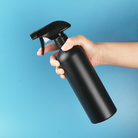 Flacons pulvérisateurs ronds noirs en HDPE de luxe vides de 300 ml, 500 ml, 17 oz avec gâchette