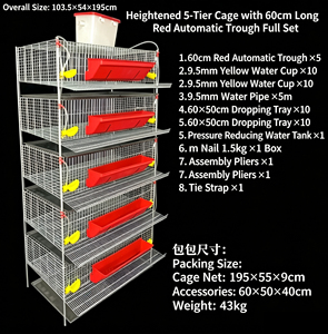 Nouvelle cage en treillis métallique galvanisé de type H avec système d'alimentation et d'abreuvement pour oiseaux (cailles) – Capacité 5 et 6 niveaux - Product Image 2