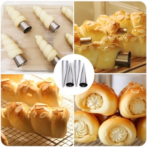 Klaxon à pâtisserie <span class=keywords><strong>en</strong></span> forme de croissant et d'arc-<span class=keywords><strong>en</strong></span>-ciel, créateur à pizza, pour des douceurs, tubes <span class=keywords><strong>en</strong></span> métal, moulage à crème, 4 pièces - Product Image 4