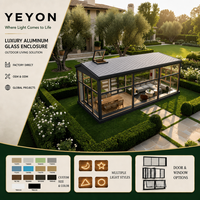 Yeyon OEM Serre en verre autoportante avec toit en verre incliné, portes coulissantes insonorisées, pour aménagement extérieur et allées, type véranda