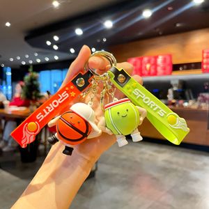 Hot Sale Eco-friendly Custom Backpack Pendant Promotional PVC Rubber Football Basketball Rugby Tennis 3D Keychain for Car Bag