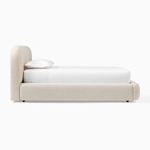 <span class=keywords><strong>Letto</strong></span> <span class=keywords><strong>Matrimoniale</strong></span> Moderno di Lusso con <span class=keywords><strong>Testiera</strong></span> Arrotondata in <span class=keywords><strong>Tessuto</strong></span> Testurizzato e Struttura in Legno - Product Image 4