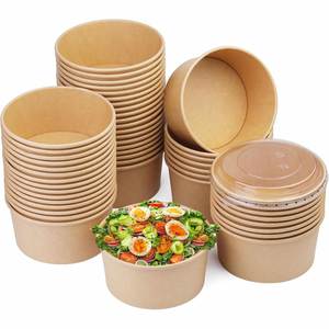 Custom Disposable <b>Square</b> Base Salad Paperboard Box with Matt Lamination & UV Coating Food Grade Kraft Paper Packaging - Product Image 1