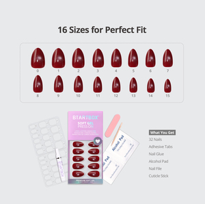 BTARTBOX Set de Uñas Postizas Navideñas con Pegamento, Uñas de Gel Suave Cortas Almendradas Rojas Ojo de Gato, Venta al por Mayor, Alta Calidad - Product Image 2