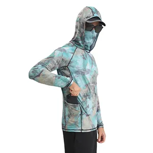 Custom Upf 50 + tessuto impermeabile manica lunga protezione UV da uomo impermeabile pesca felpa con cappuccio da uomo da torneo camicie da pesca