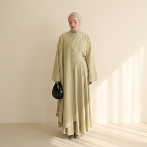 Conjunto de Abaya y Capa Plisada Premium para Mujeres Musulmanas, Moda Modesta de Oriente Medio, Venta al Por Mayor OEM - Product Image 3
