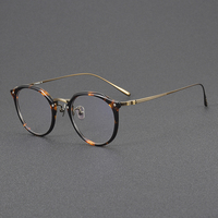 Montura de Gafas Redondas N054 de Acetato y Titanio para Hombre y Mujer, Montura de Gafas Ópticas Retro Vintage, Gafas con Logotipo Personalizado